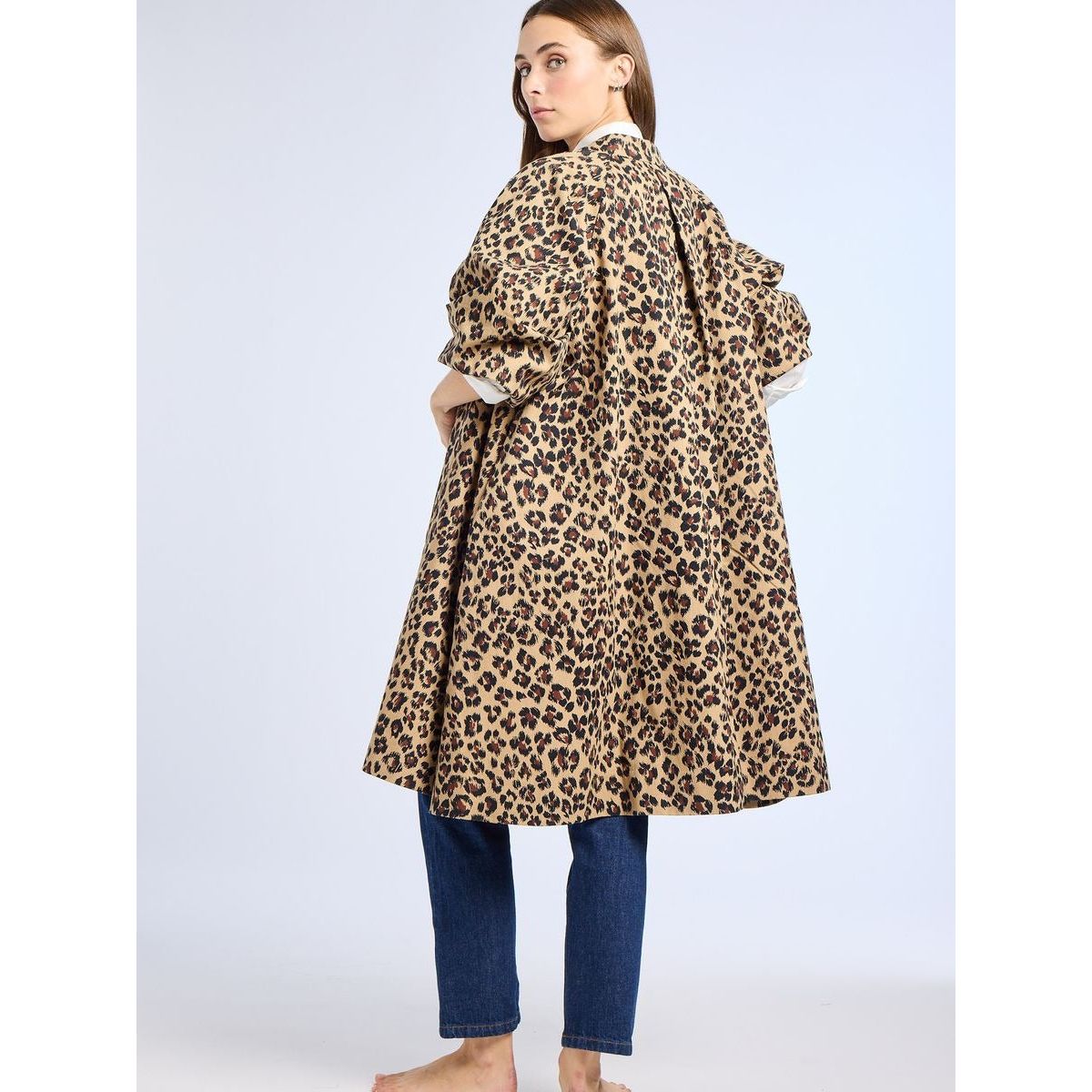 Light Gray Josephine Coat in Cheetah