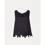 Dark Slate Gray Zennia Flower Tank Black