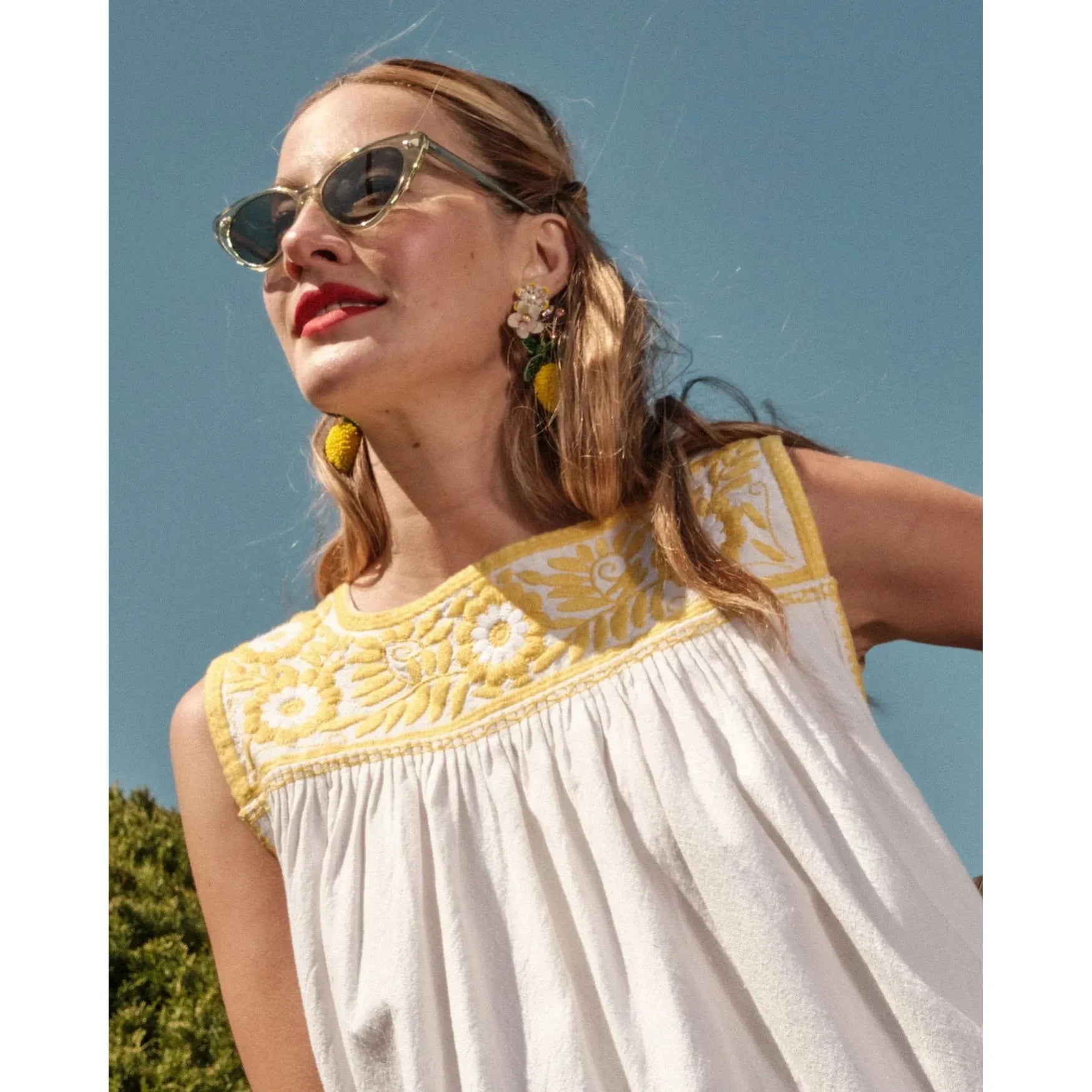 Light Slate Gray Jess Floral Embroidery Top