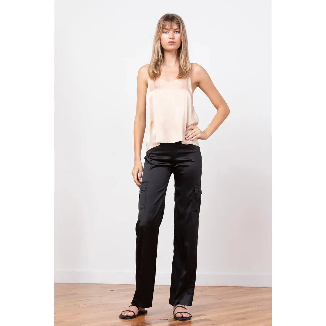 Antique White Avenue Montaigne Eclipse Pants Satin Black