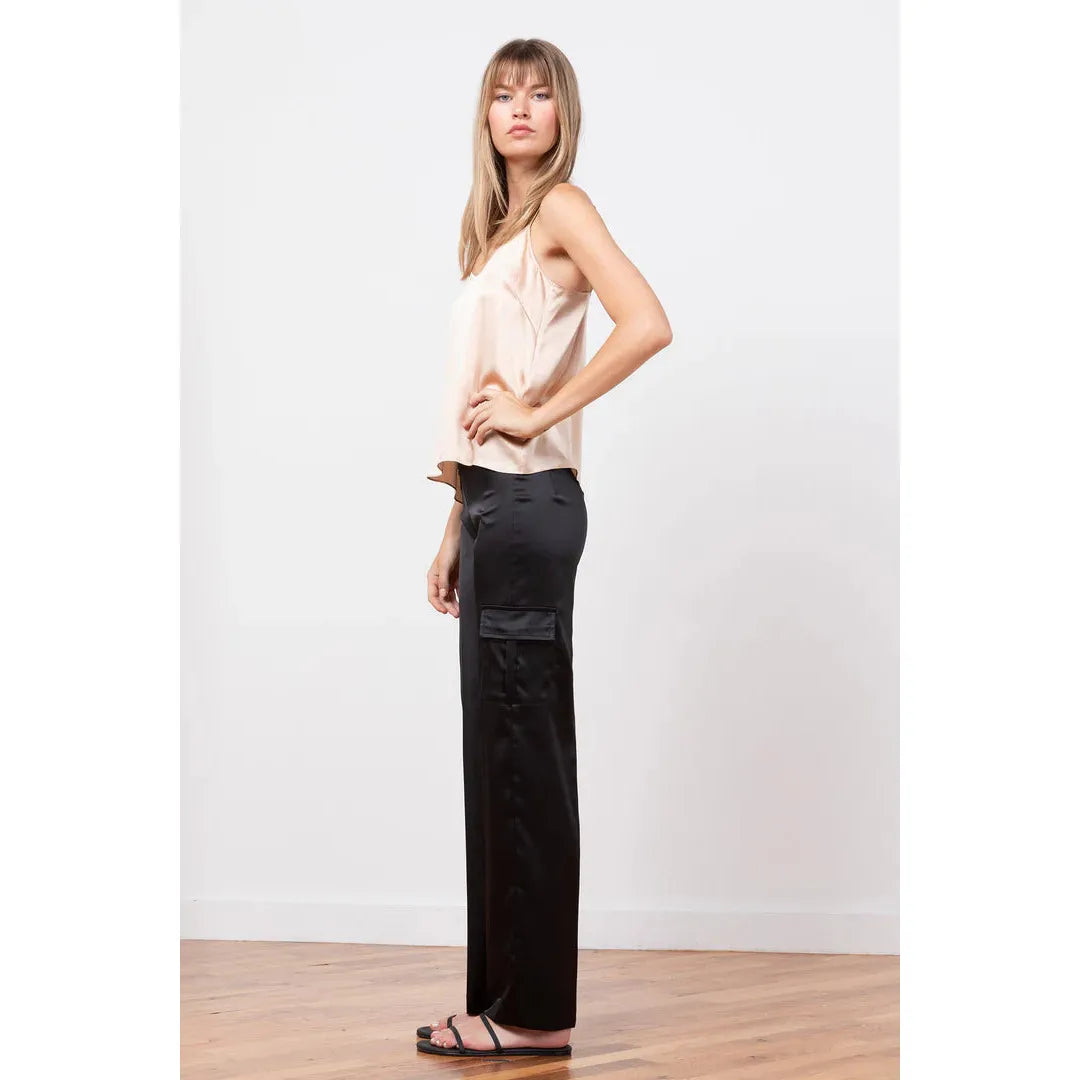 Antique White Avenue Montaigne Eclipse Pants Satin Black