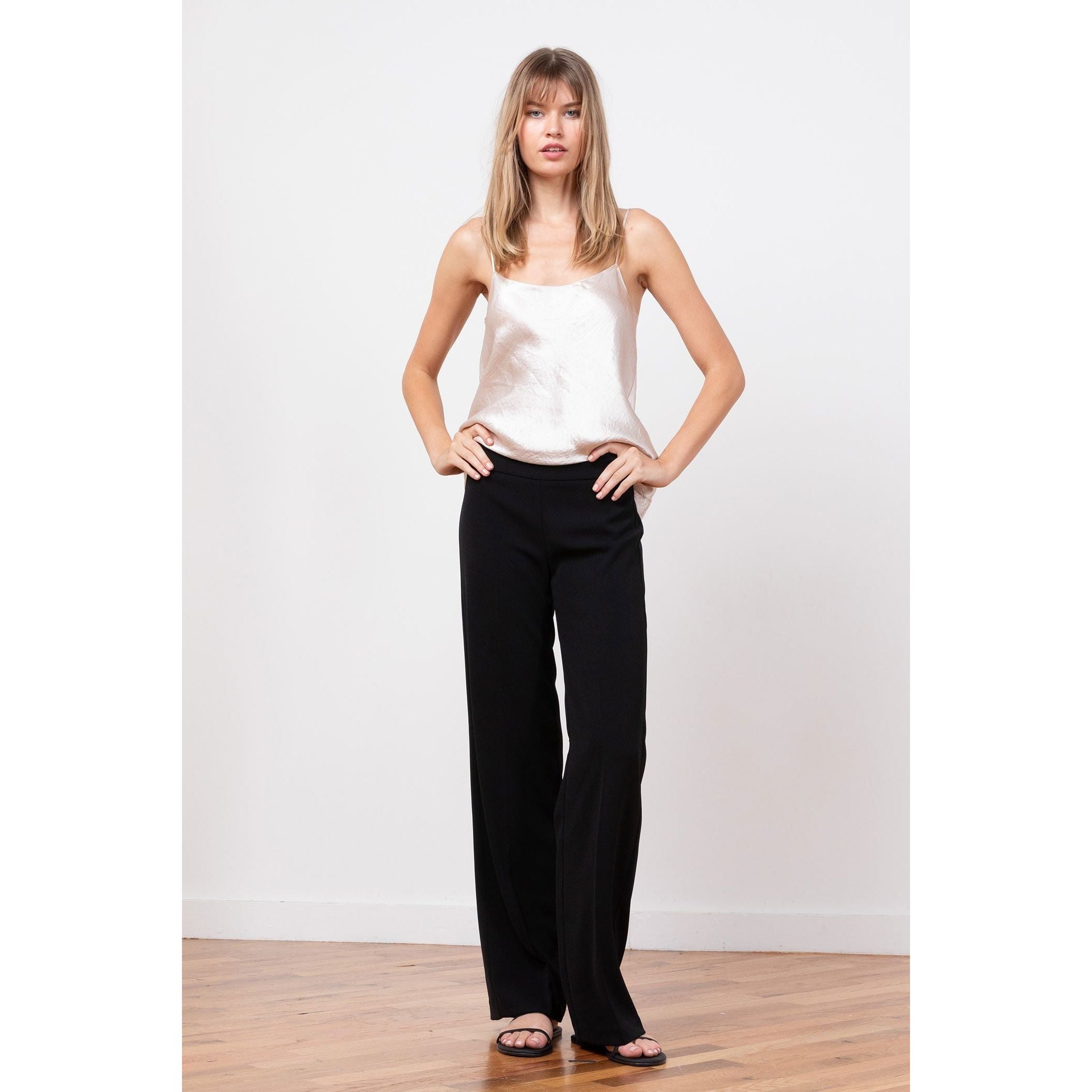 Light Gray Flavia Pants Crepe Black