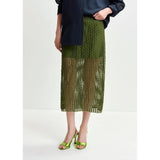 Dark Slate Gray Khaki mesh skirt with bead embellishments