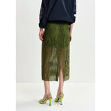 Dark Slate Gray Khaki mesh skirt with bead embellishments