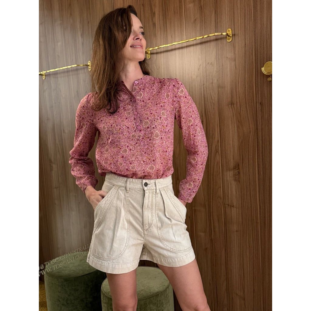 Dark Olive Green Noemia Shorts Ecru