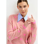 Light Pink Heart-intarsia wool-blend sweater