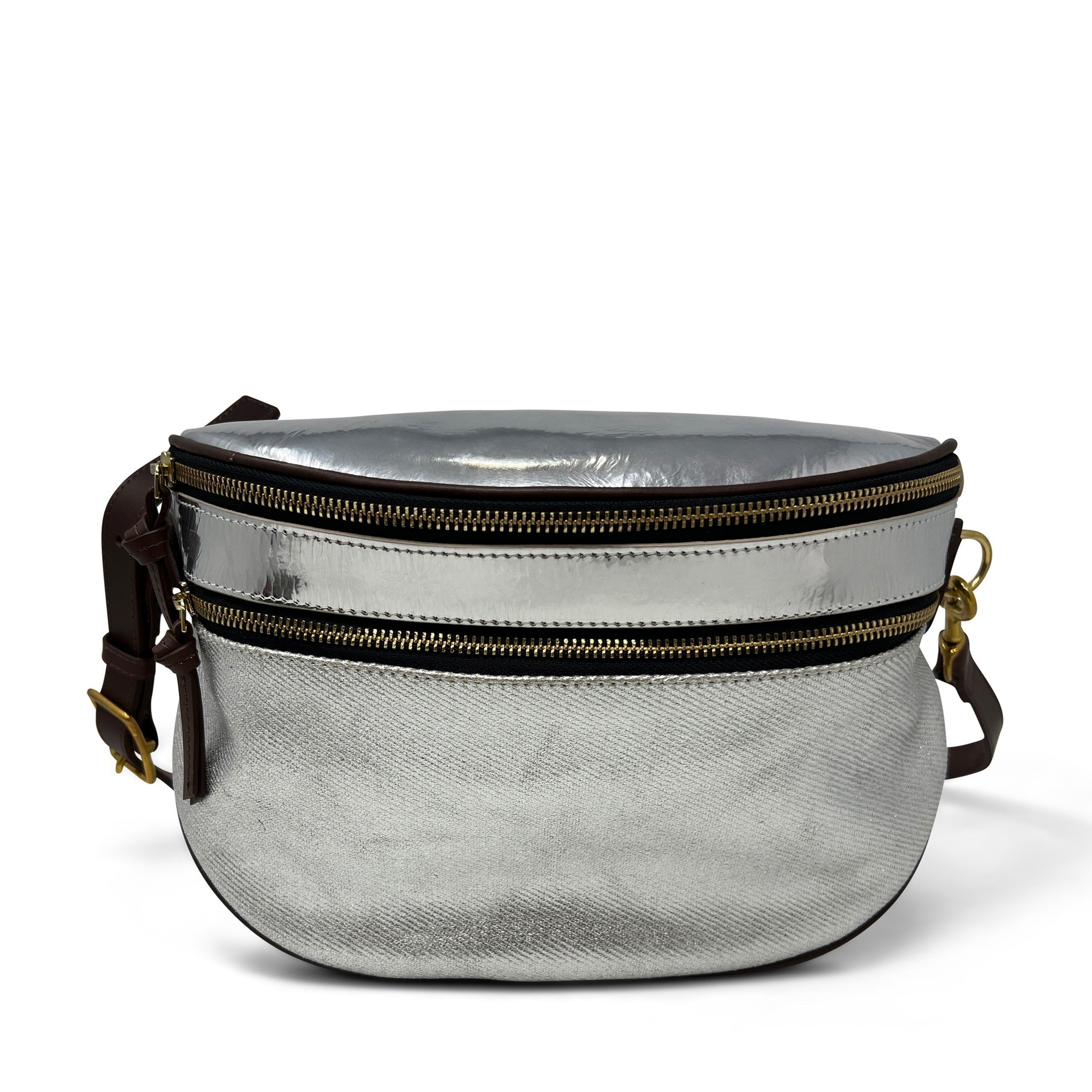 Dark Gray Inez Belt Bag - Metallic Twill