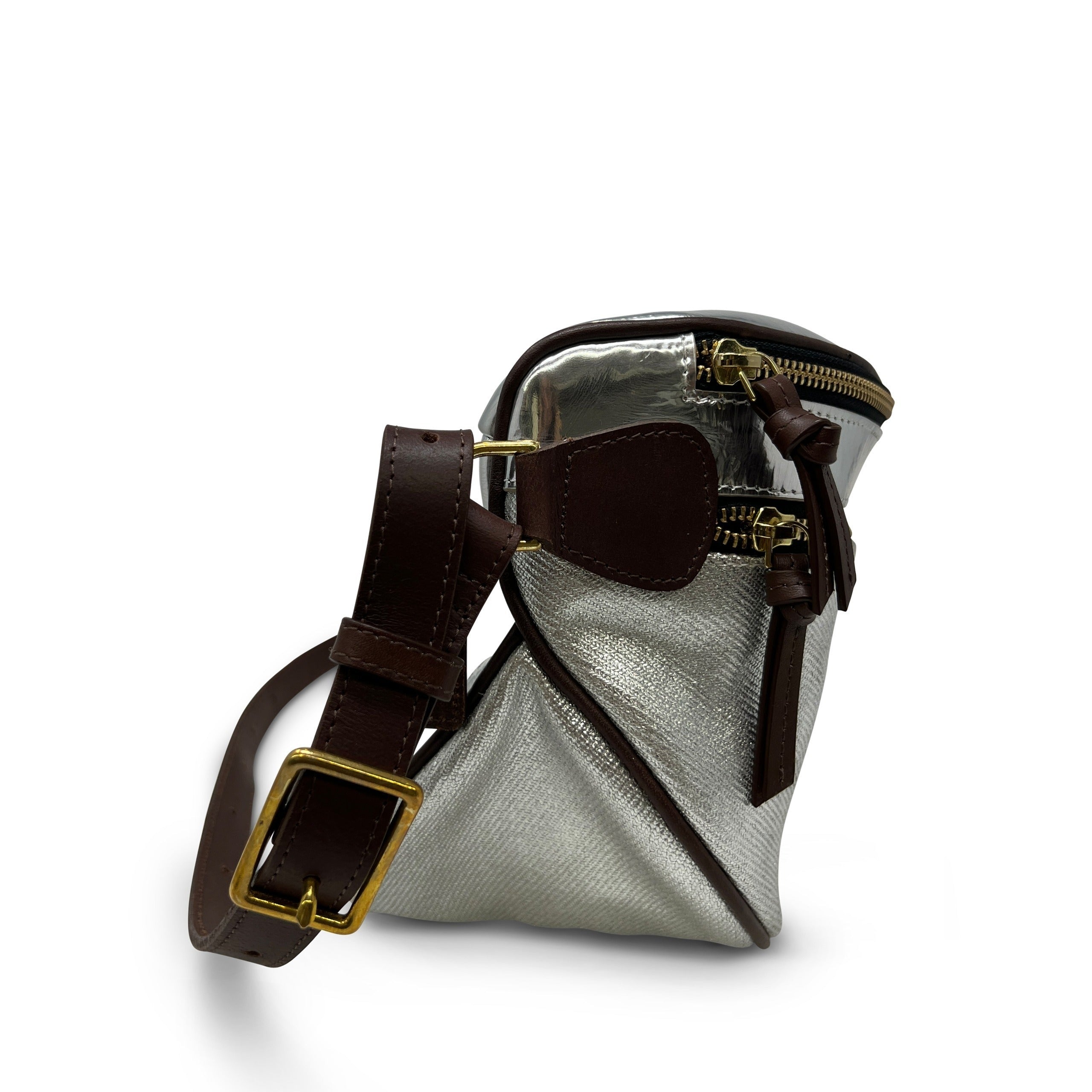Black Inez Belt Bag - Metallic Twill
