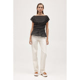 Antique White Aida Top Black Stripe