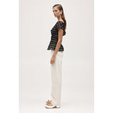 Beige Aida Top Black Stripe