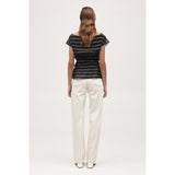 Beige Aida Top Black Stripe