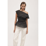 Antique White Aida Top Black Stripe