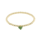 Bead Bracelet with Mini Green Enamel Heart Charm