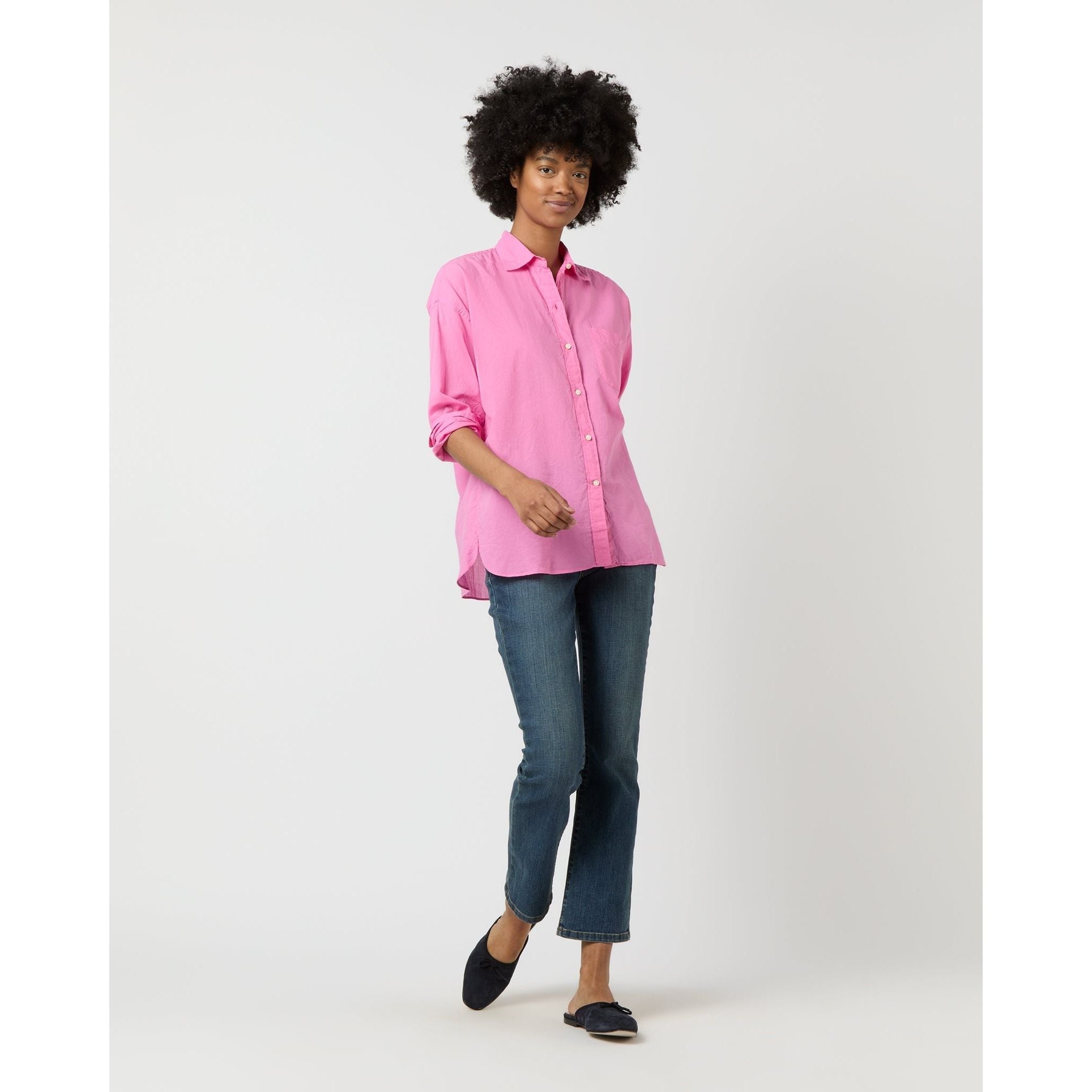 Light Gray Weekender Shirt in Pink Summer Cloth
