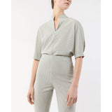 Antique White Fayette Flare Cropped Pant Olive Small Bengal Stripe Stretch Seersucker