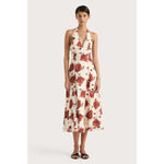 Antique White Marais Midi Dress Cecile Floral Garnet