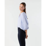 Lavender Victoria Blouse Sky/White Small Bengal Stripe Linen