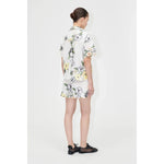 Beige Scalloped Elasticated Waistband Shorts - Wild Flowers Embroidery