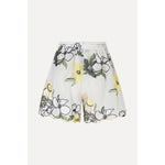 White Smoke Scalloped Elasticated Waistband Shorts - Wild Flowers Embroidery