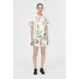 Beige Scalloped Elasticated Waistband Shorts - Wild Flowers Embroidery