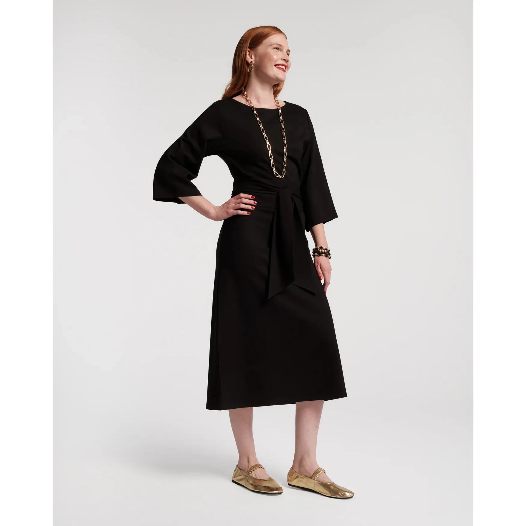 Light Gray Whitney Wrap Dress Black