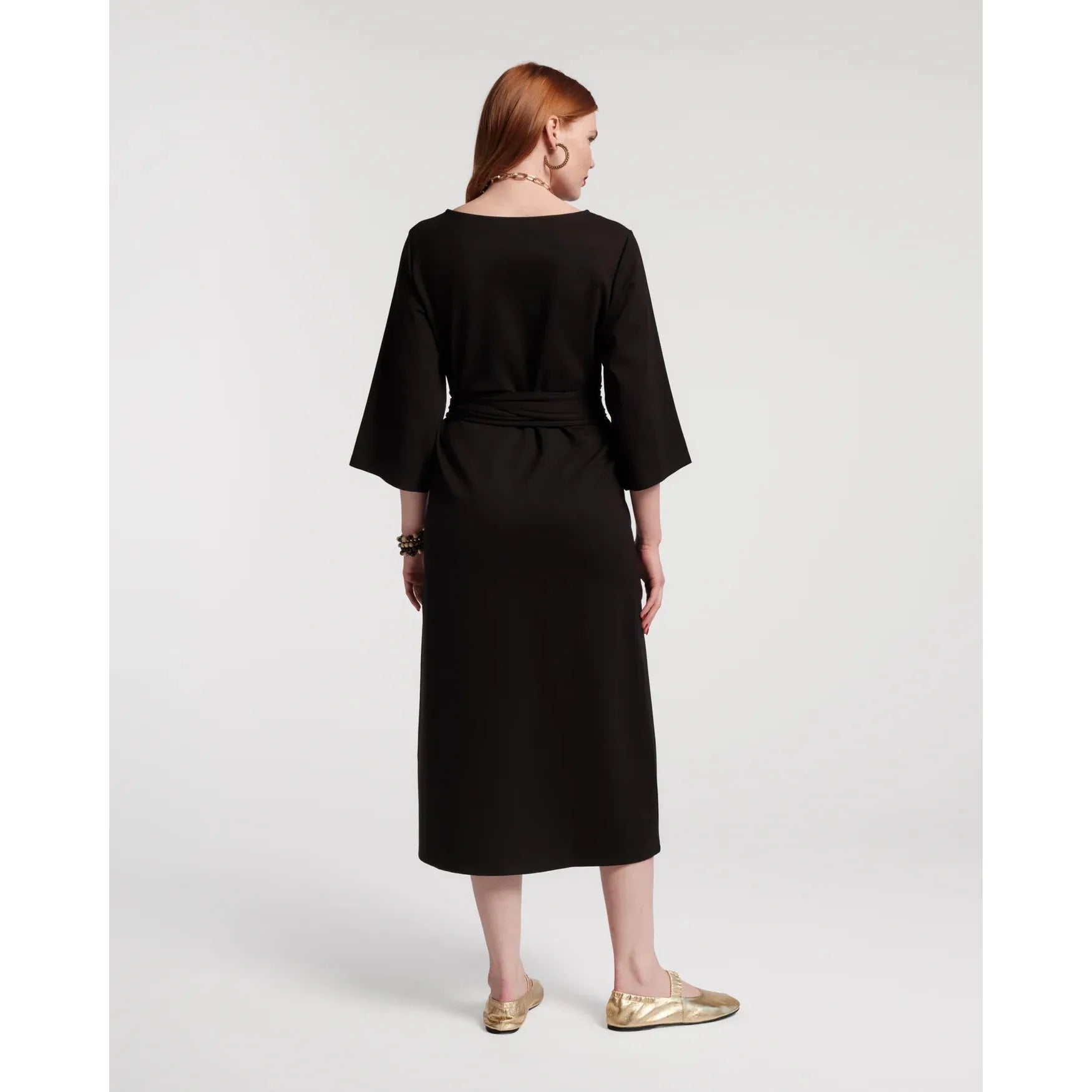 Light Gray Whitney Wrap Dress Black