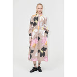 Antique White Waist Gather Shirt Midi Dress - Wild Flowers