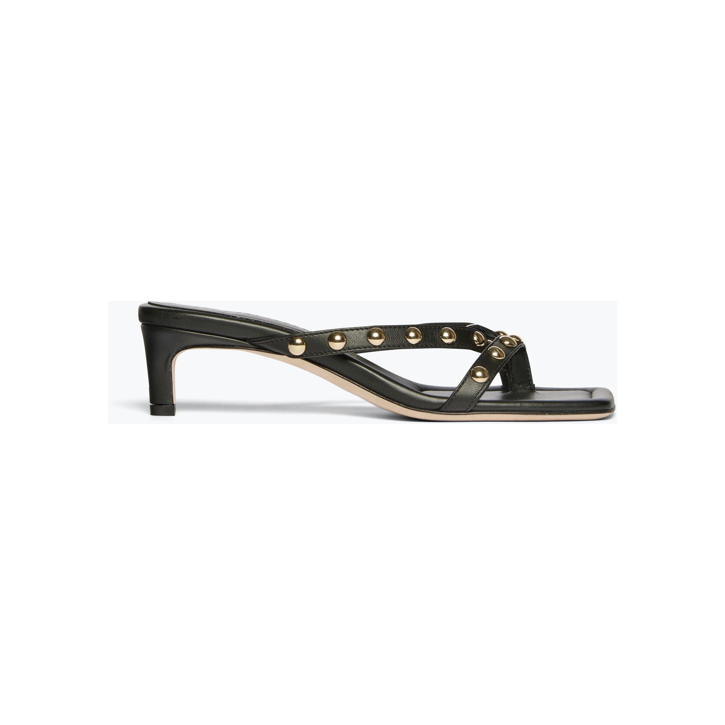 Lavender Elaine Sandal Black Nappa With Gold Studs