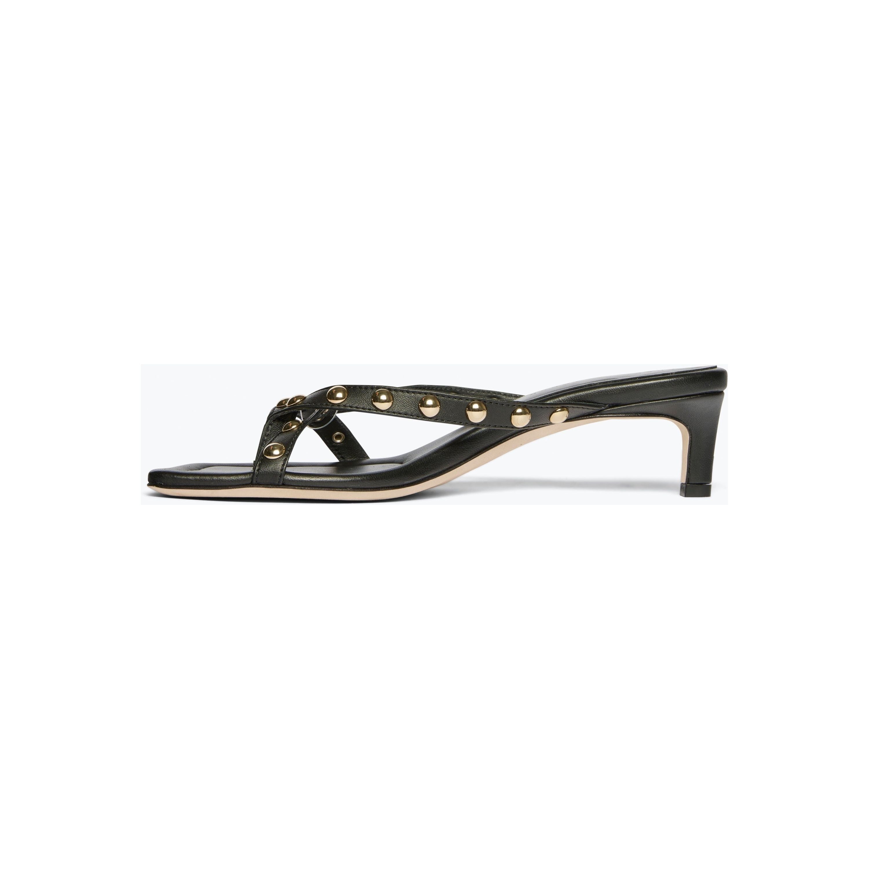 Lavender Elaine Sandal Black Nappa With Gold Studs