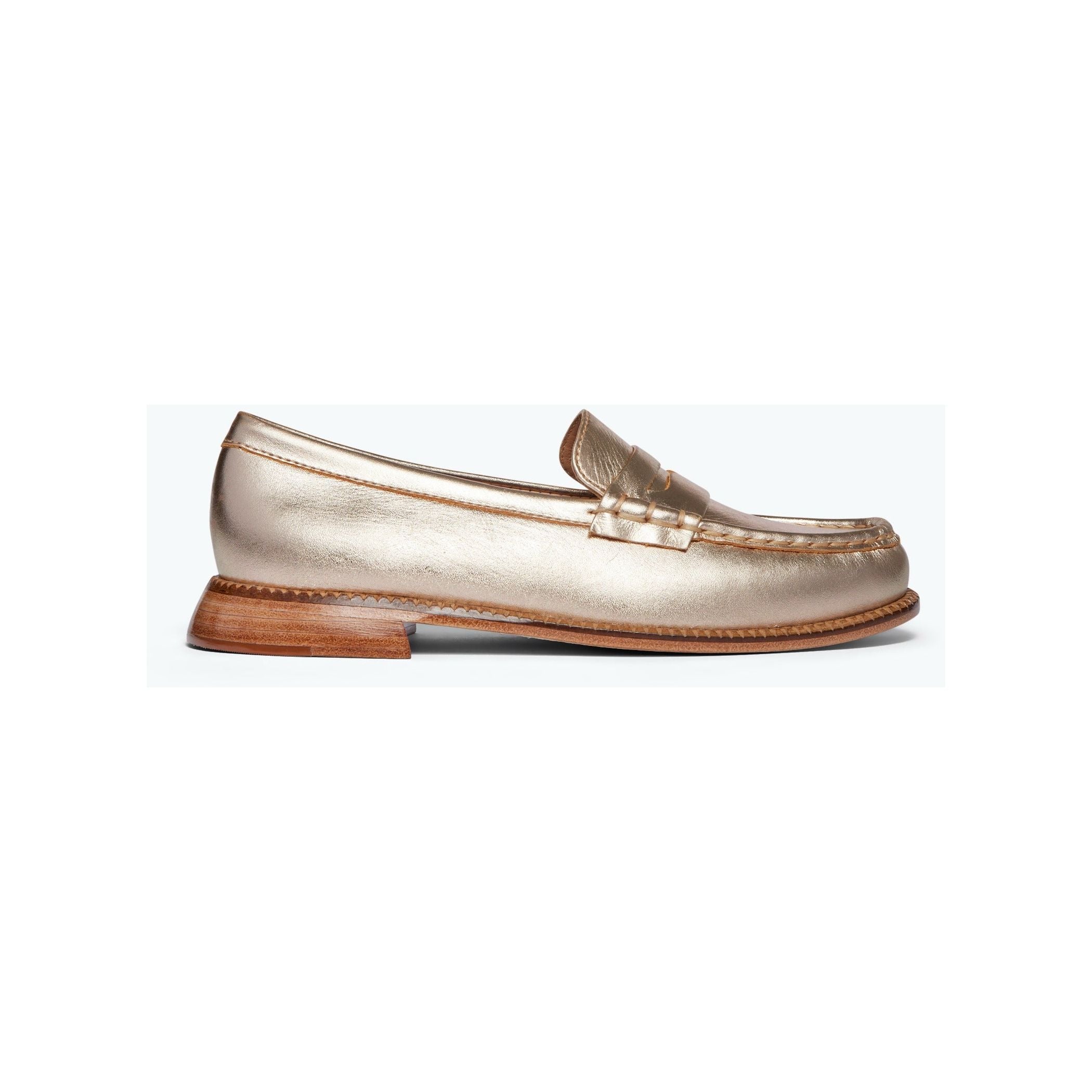 Beige Elba Penny Loafer Gold
