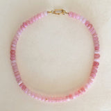 Light Pink Opal Gemstone Necklace with Diamond Oval Clip