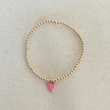 Bead Bracelet with Mini Pink Enamel Heart Charm