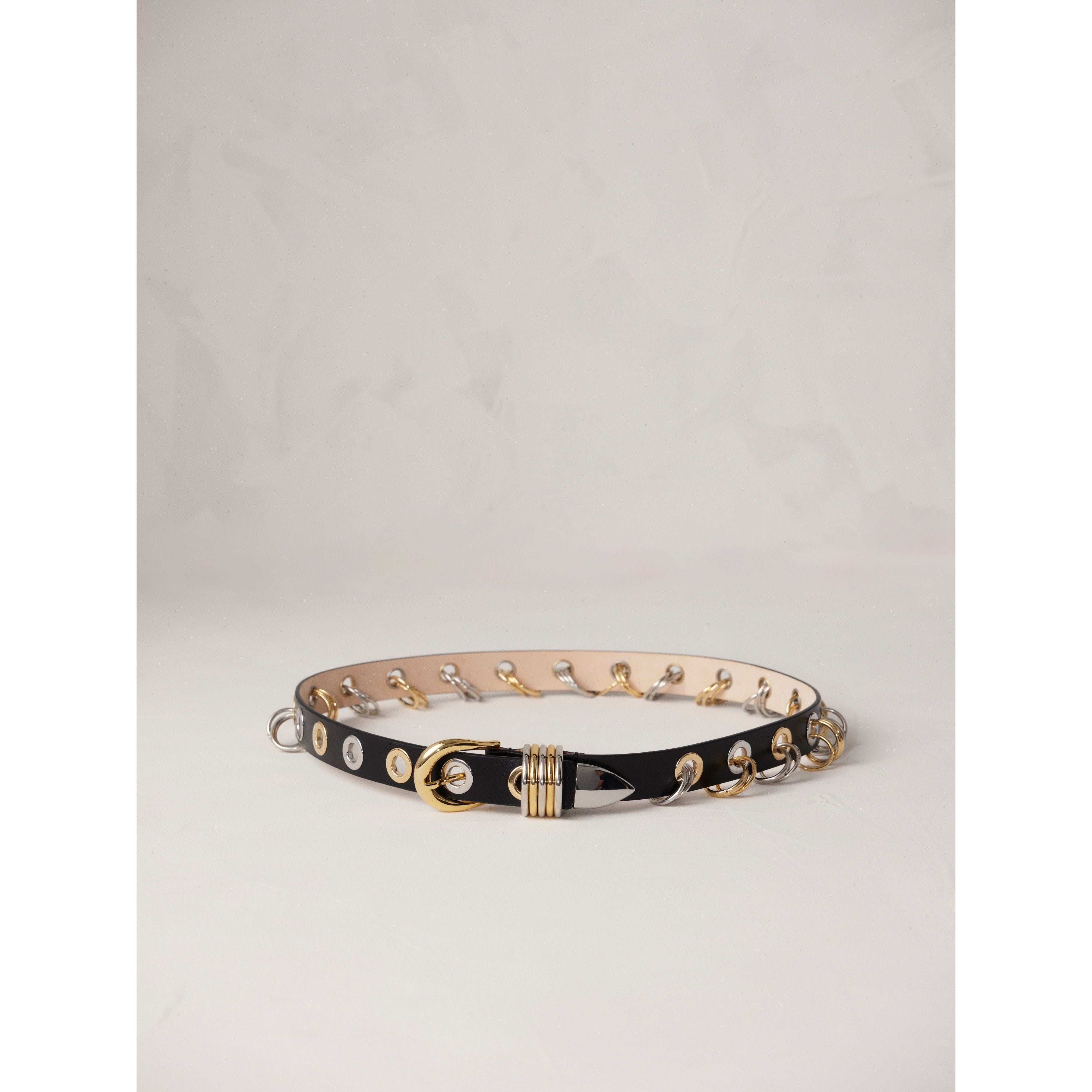 Light Gray Revenge Mixed Metal Belt Black Silver Gold