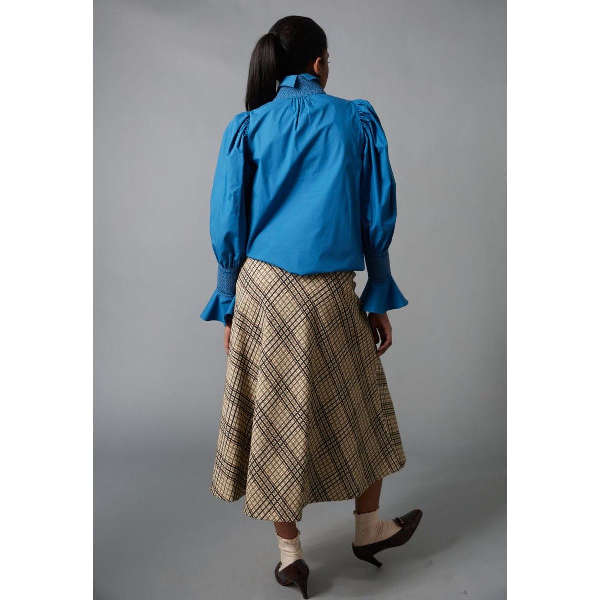 Light Slate Gray Soft Smocked Shirt