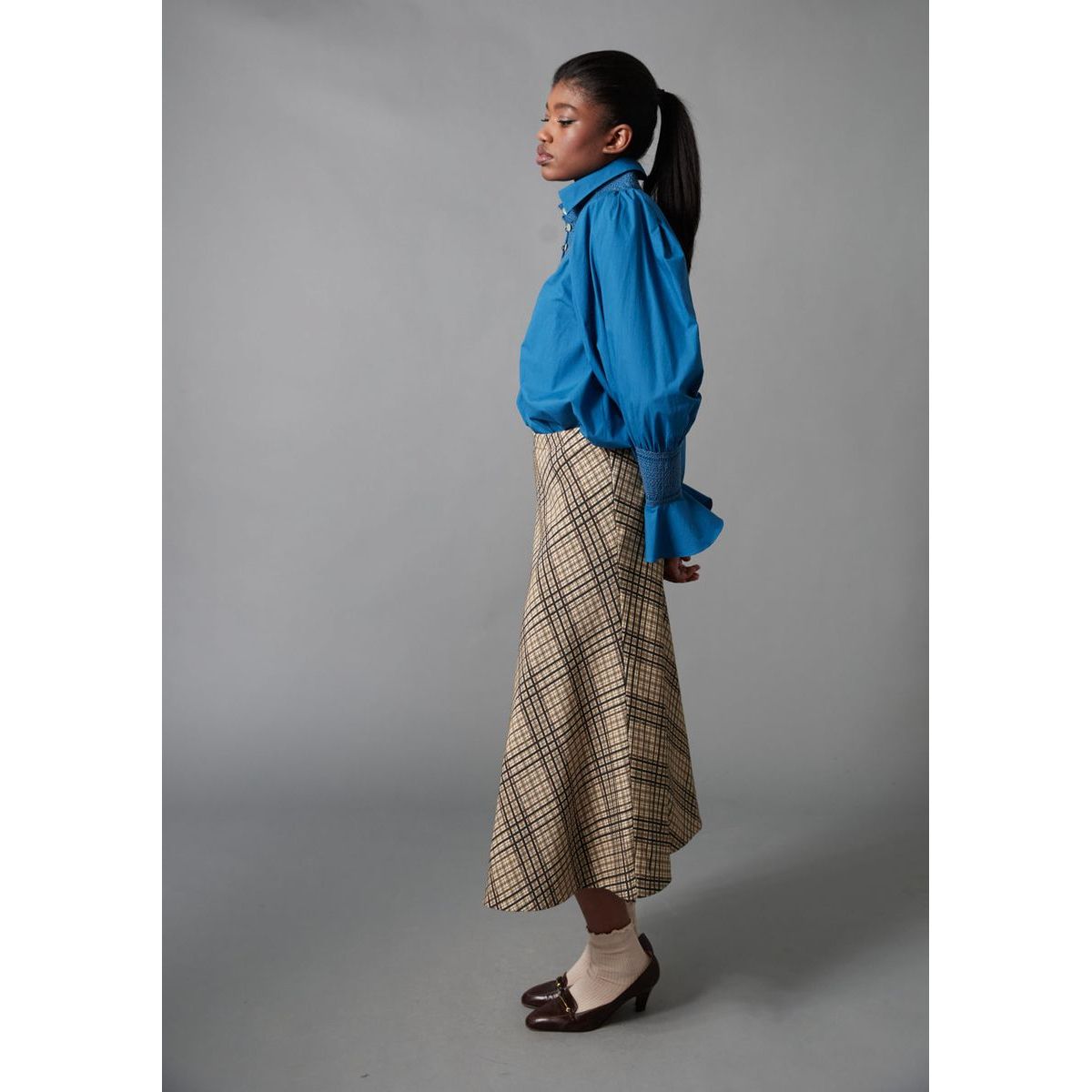 Light Slate Gray Soft Smocked Shirt