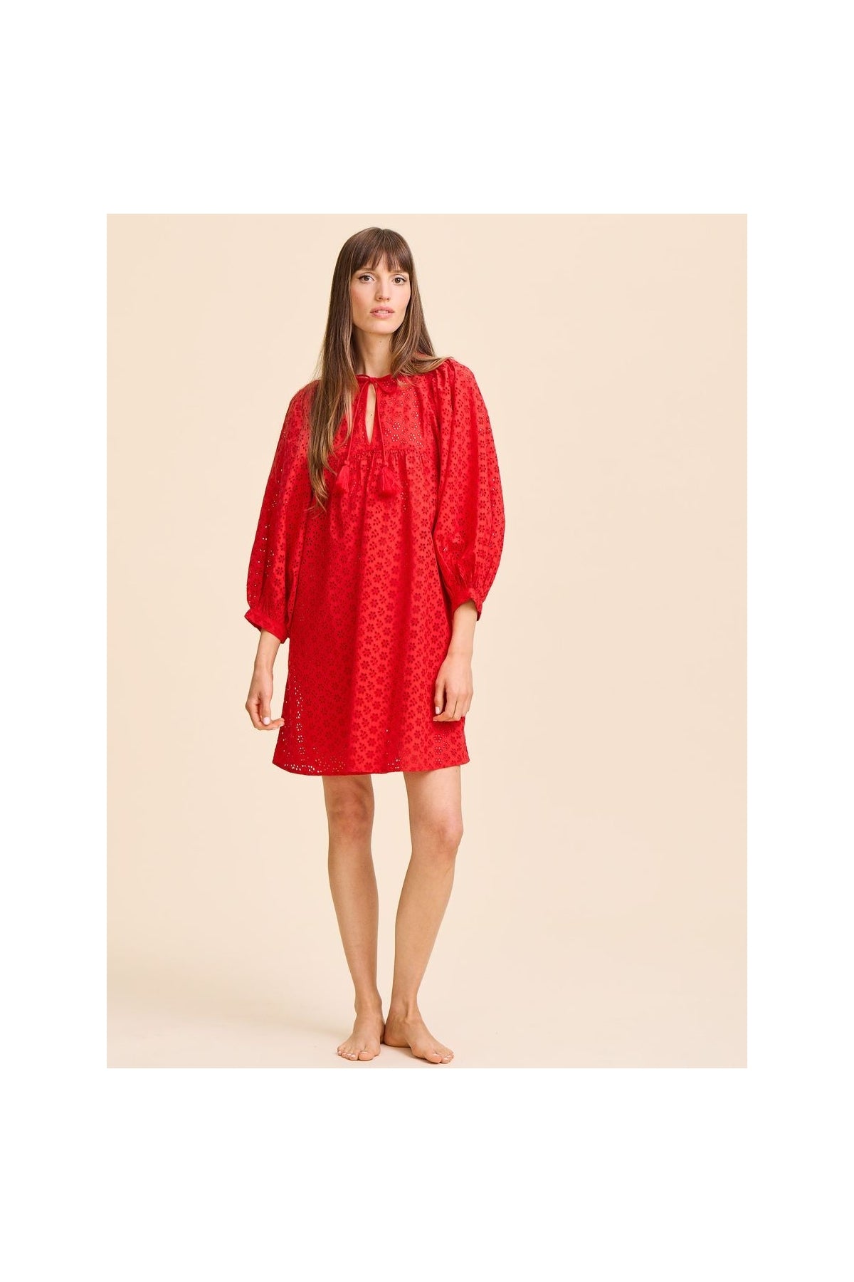 Daisy Dress in Scarlet Eyelet Mille