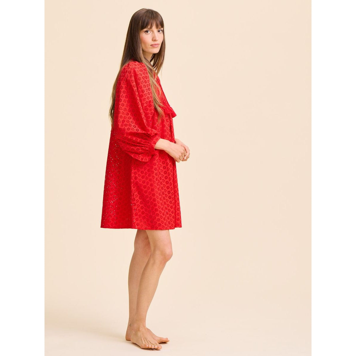 Daisy Dress in Scarlet Eyelet Mille