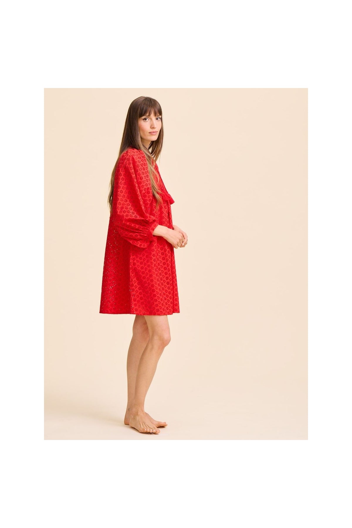 Daisy Dress in Scarlet Eyelet Mille