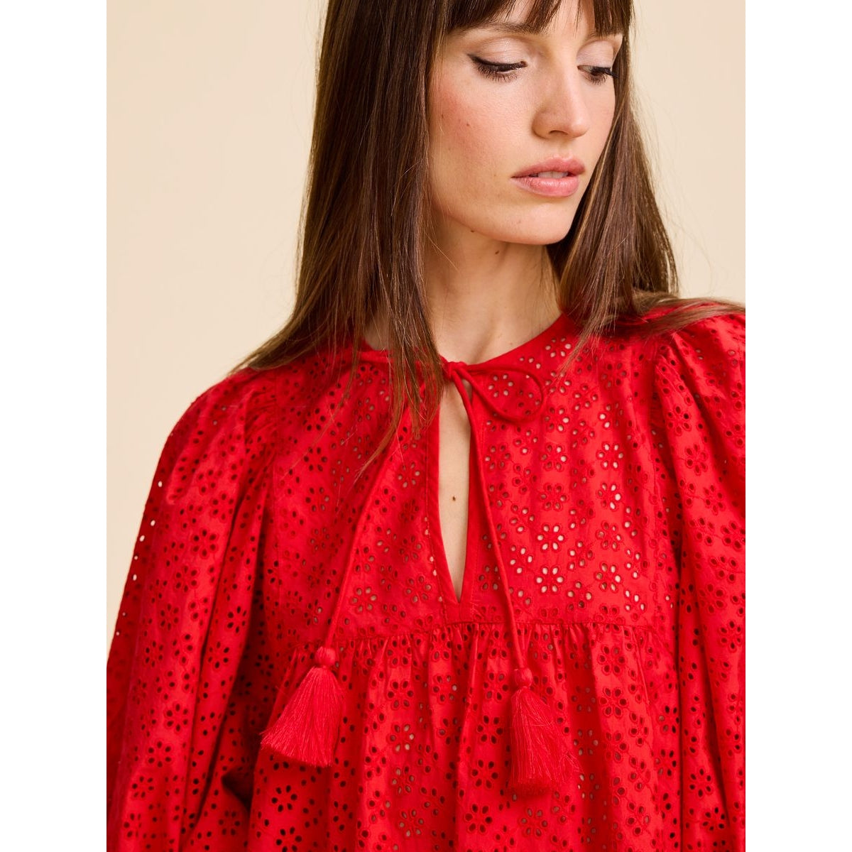 Daisy Dress in Scarlet Eyelet Mille