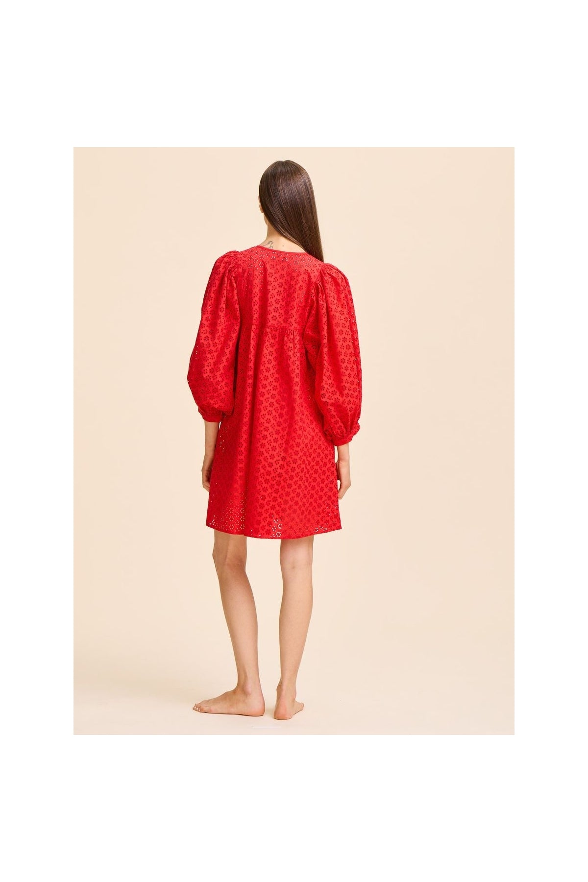 Daisy Dress in Scarlet Eyelet Mille