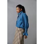 Light Slate Gray Soft Smocked Shirt