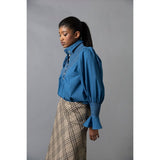 Light Slate Gray Soft Smocked Shirt