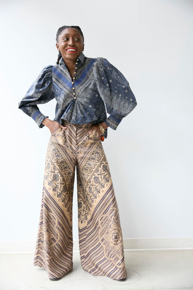 Smocked Shirt Indigo Bandana Hope for Flowers by Tracy Reece
