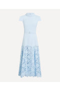Blue Crepe Lace Midi Dress SELF-PORTRAIT