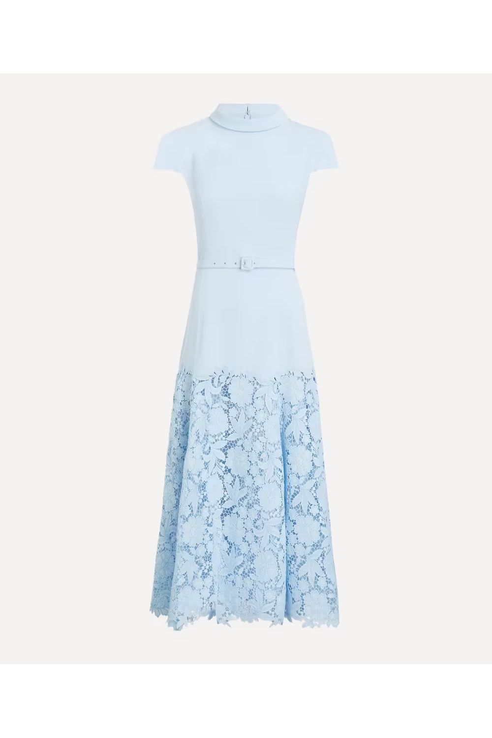 Blue Crepe Lace Midi Dress SELF-PORTRAIT