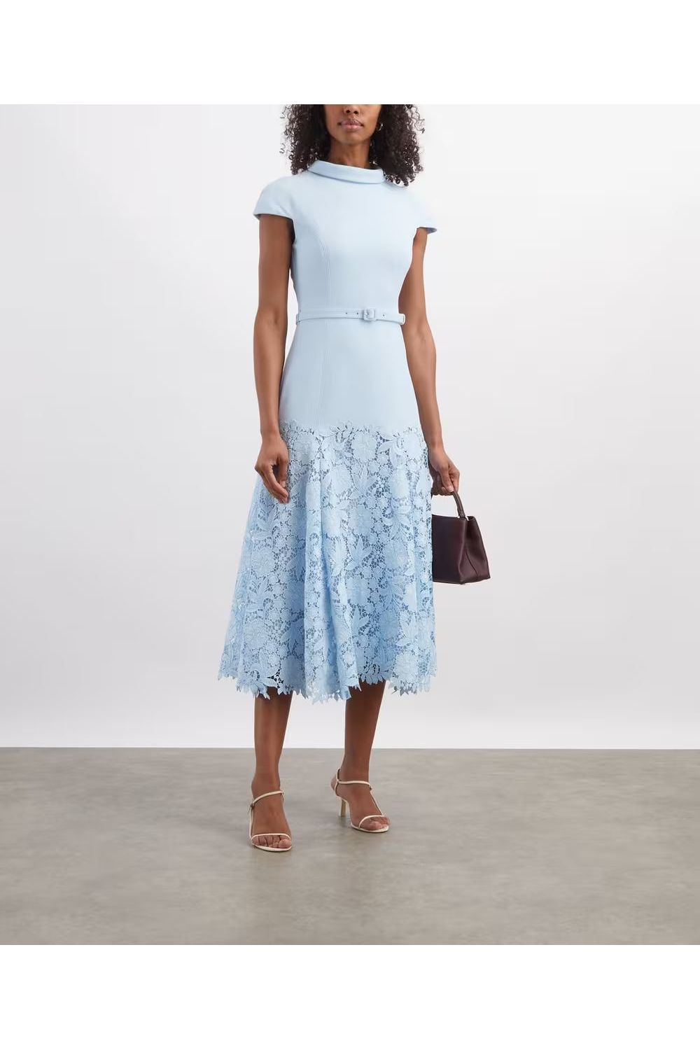 Blue Crepe Lace Midi Dress SELF-PORTRAIT