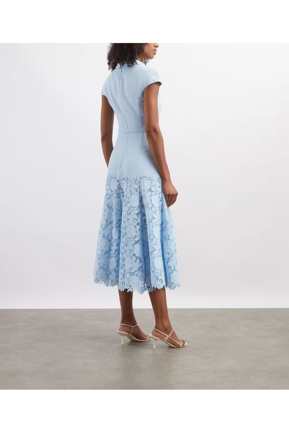 Blue Crepe Lace Midi Dress SELF-PORTRAIT