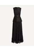 Black Taffeta Polka Dot Midi Dress SELF-PORTRAIT