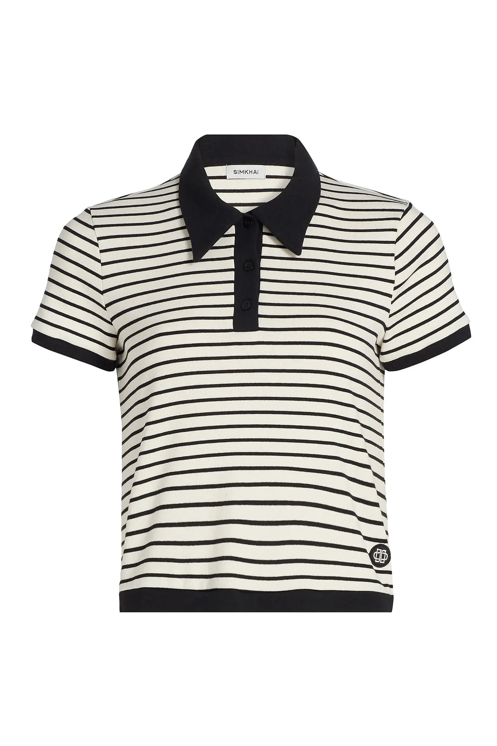 Simkhai Cullen Striped Stretch Cotton-Blend Polo Shirt Simkhai
