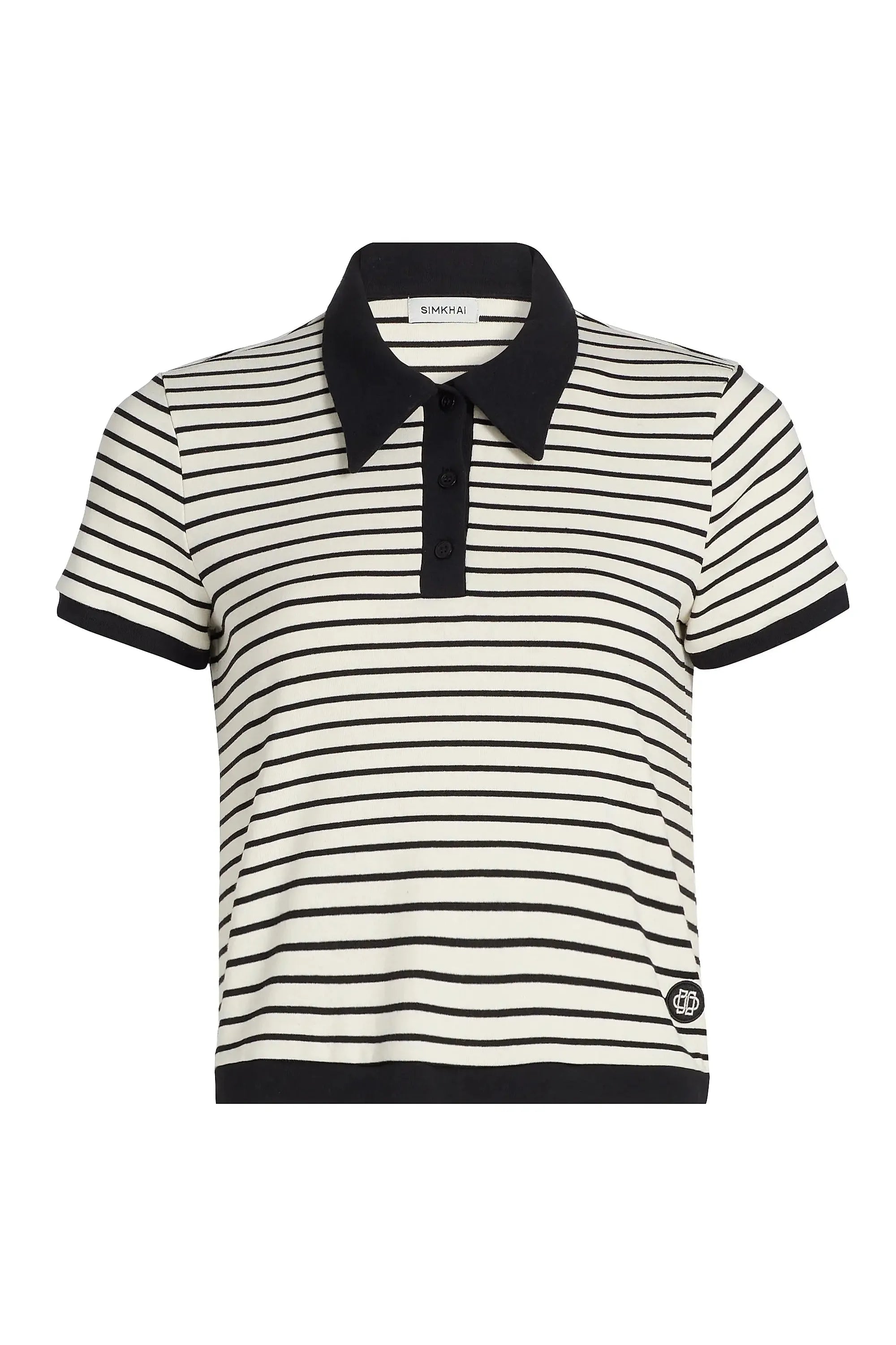 Simkhai Cullen Striped Stretch Cotton-Blend Polo Shirt Simkhai